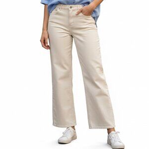 American Eagle Stretch High-Waisted Stovepipe Jeans | Ivory | Size 10 Pants